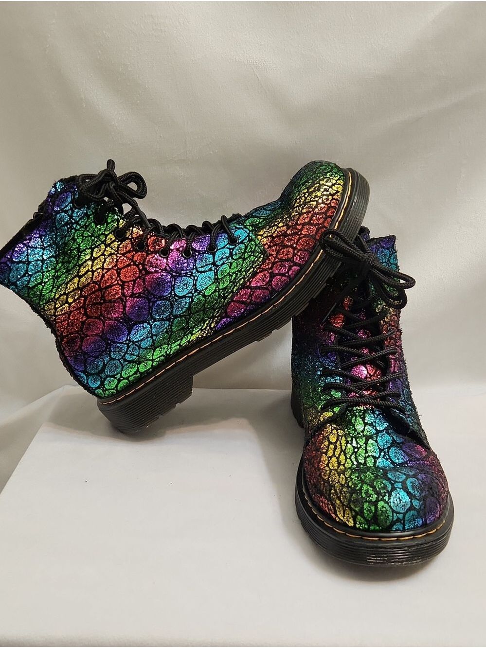 Dr. Martens 1460 Pascal Metallic Rainbow Combat Boots (Uni M Size 6, W Size 7)